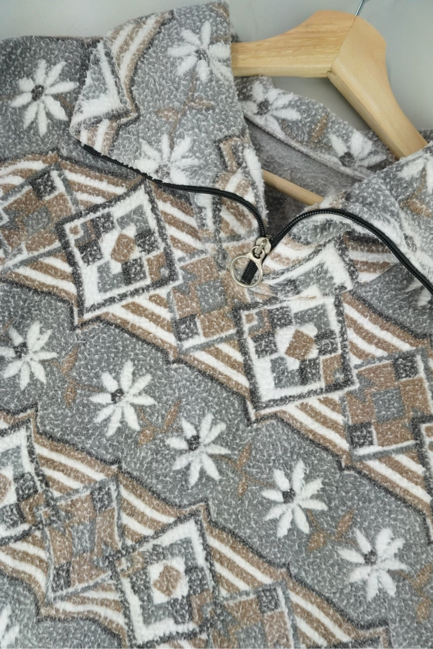 90s Unbranded Crazy Fleece Grey L