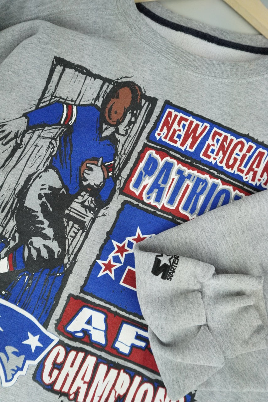 90s Starter New England Patriots NFL Sweatshirt Grey M