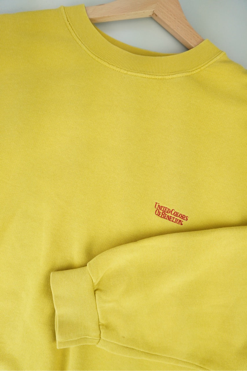 80s United Colors of Benetton Sweatshirt Yellow M