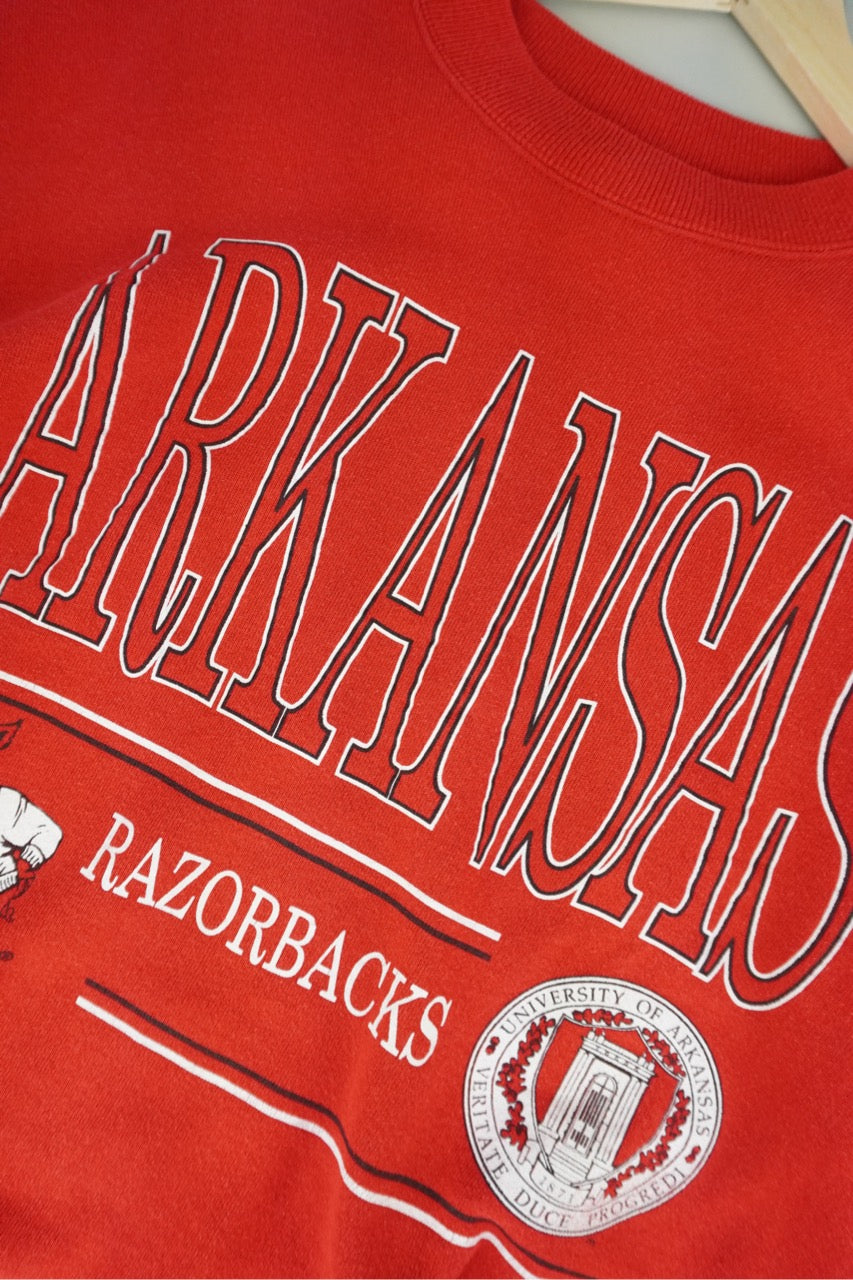 90s Hanes Arkansas Razorbacks NCAA Sweatshirt Red M