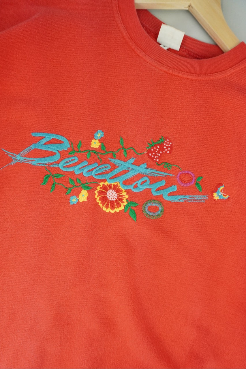 90s Bennetton Sweatshirt Orange S/M