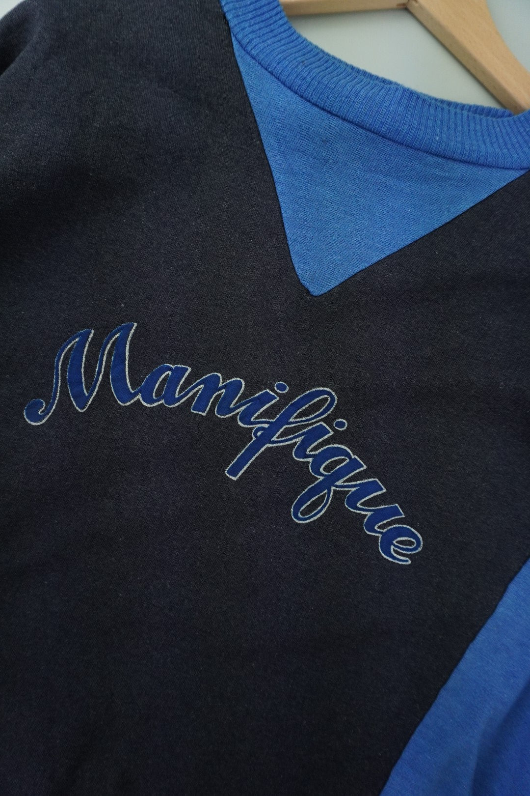 80s Unbranded Sweatshirt Grey Blue S/M