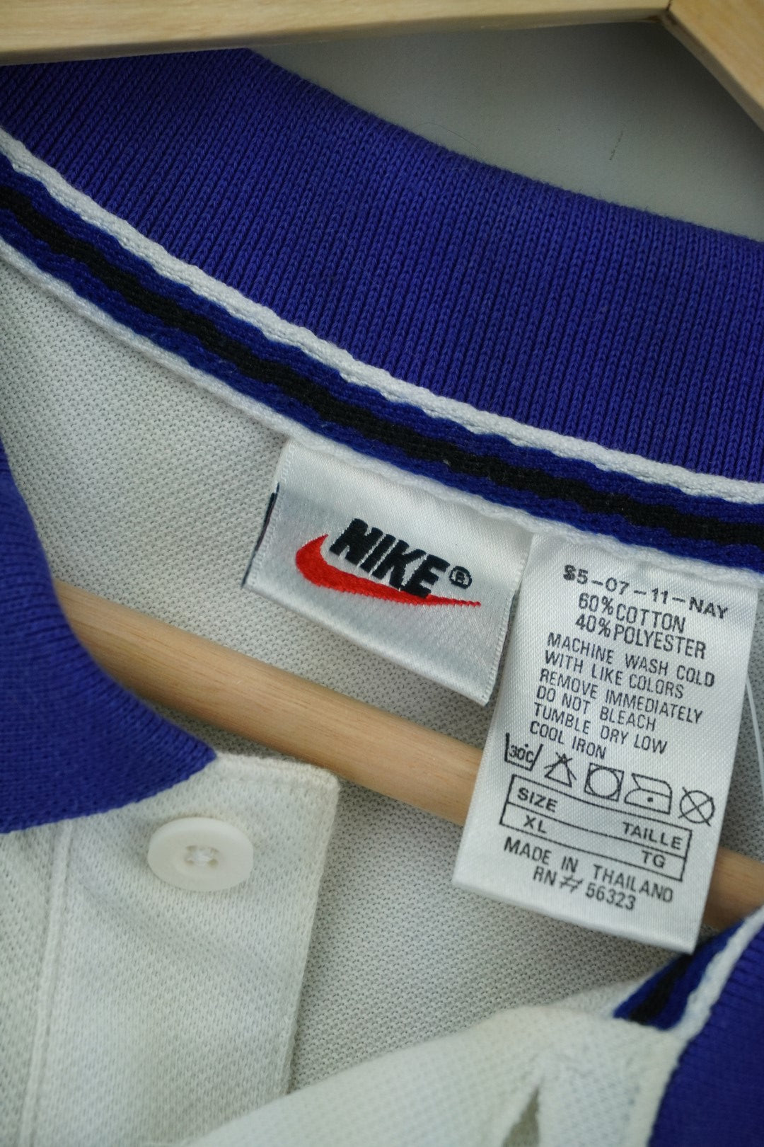 90s Nike Supreme Court F.I.T. Polo White Blue L