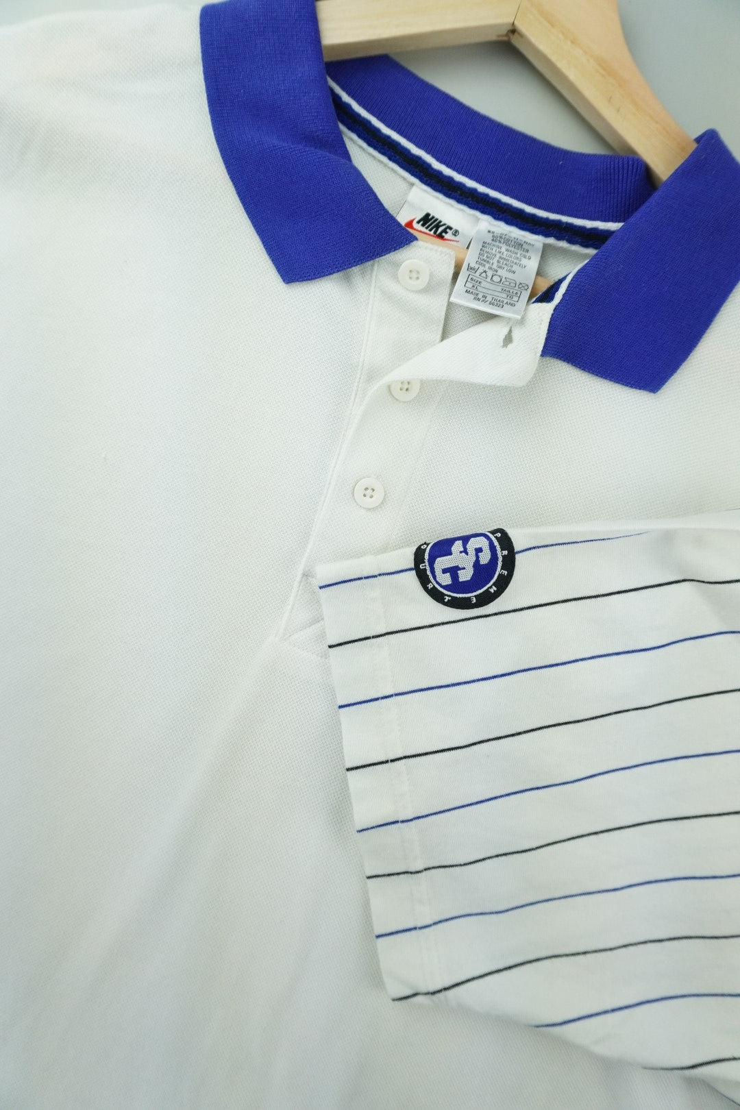 90s Nike Supreme Court F.I.T. Polo White Blue L