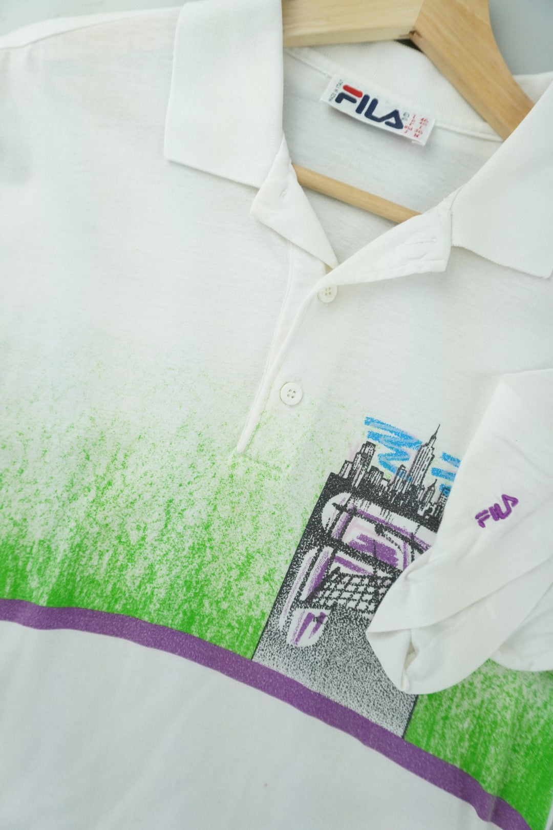 90s Fila New York City Polo White M