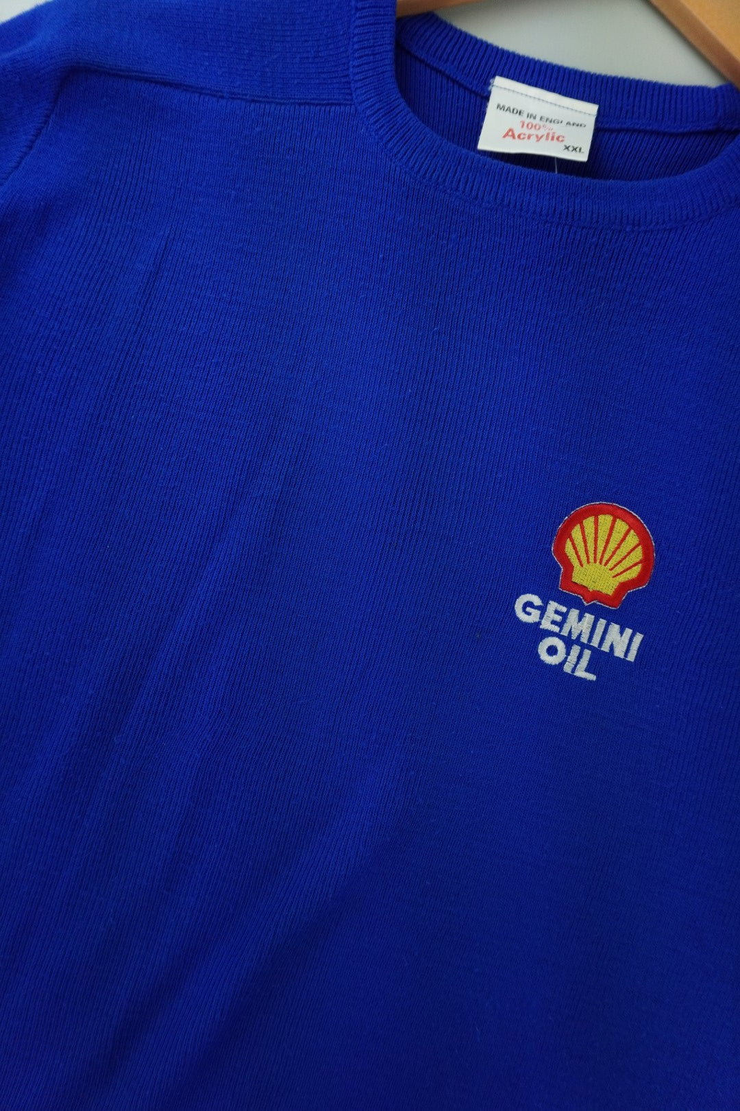 80s Shell Gemini Oil Sweater Blue XL