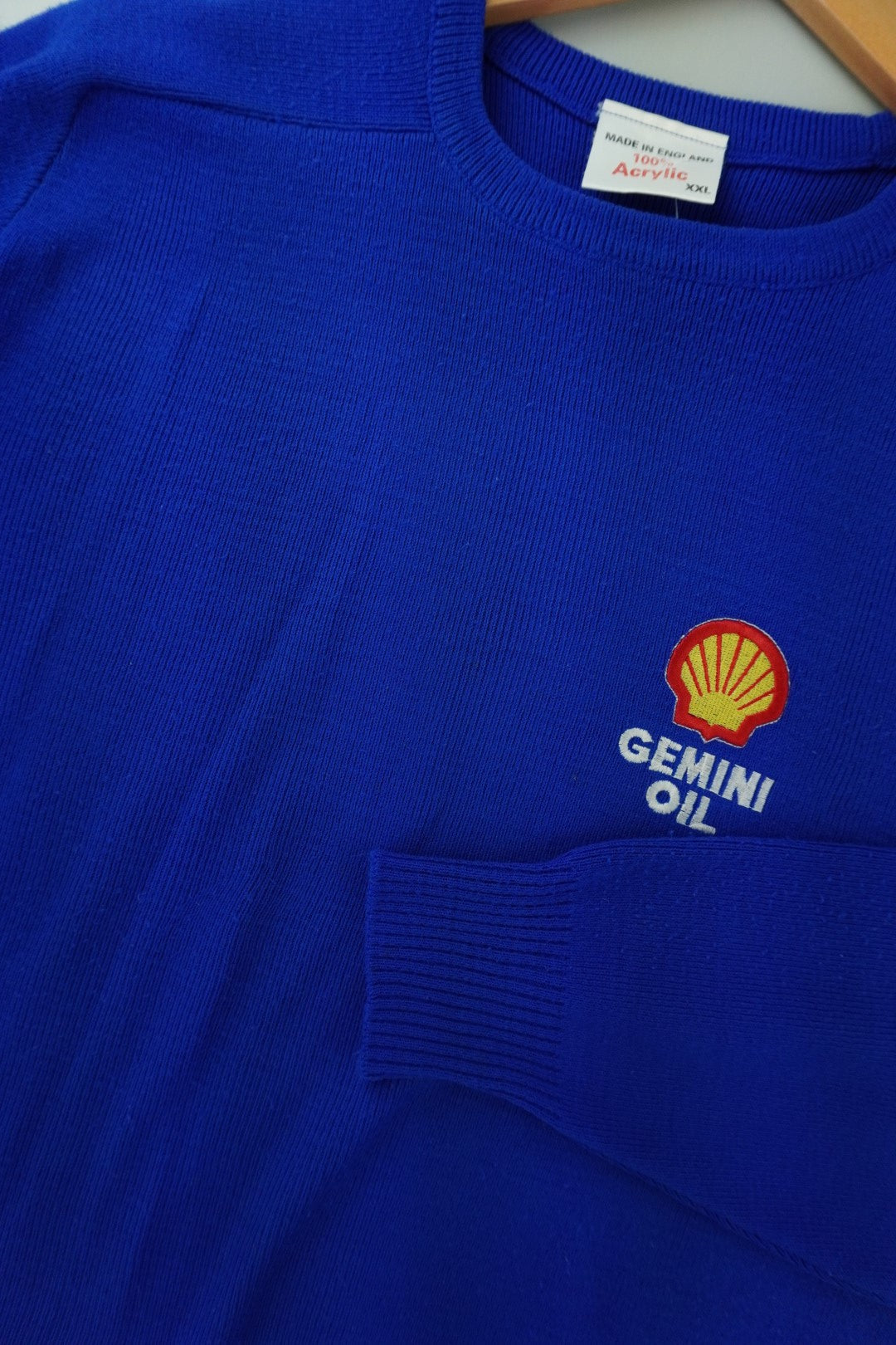 80s Shell Gemini Oil Sweater Blue XL