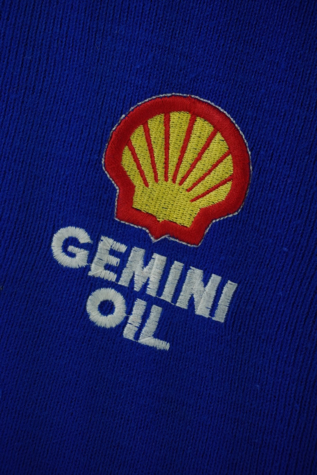 80s Shell Gemini Oil Sweater Blue XL