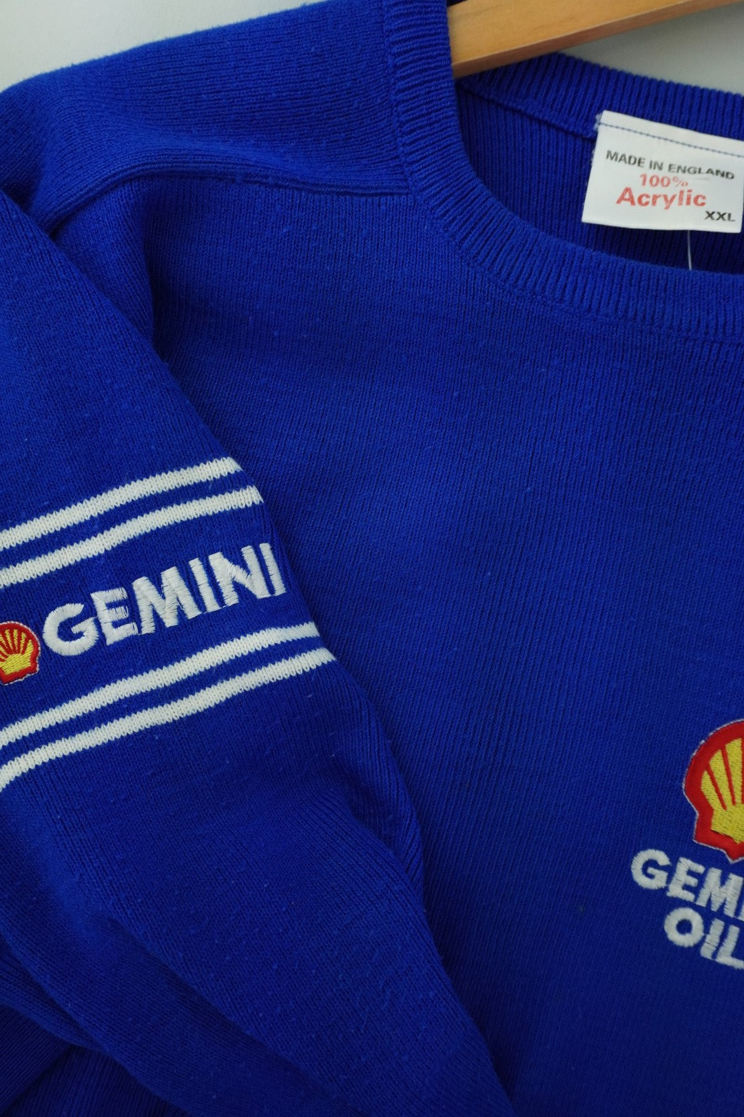 80s Shell Gemini Oil Sweater Blue XL