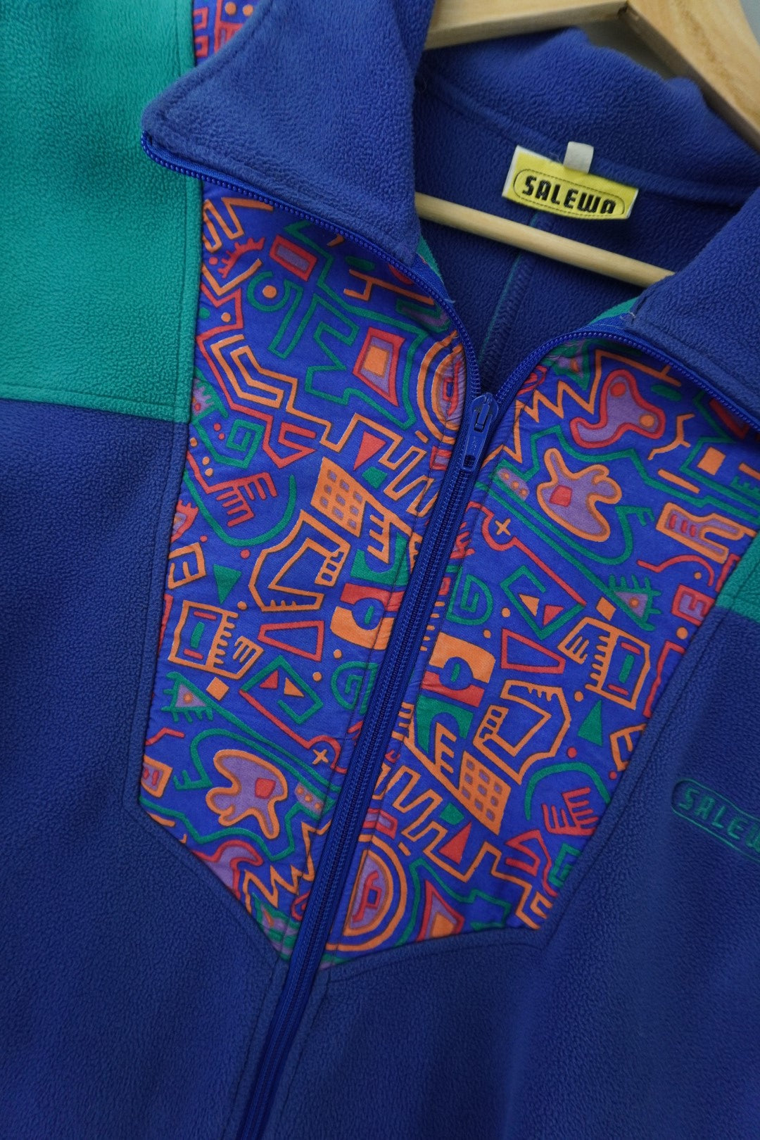 90s Salewa Fleece Goretex Jacket Blue Green XXL