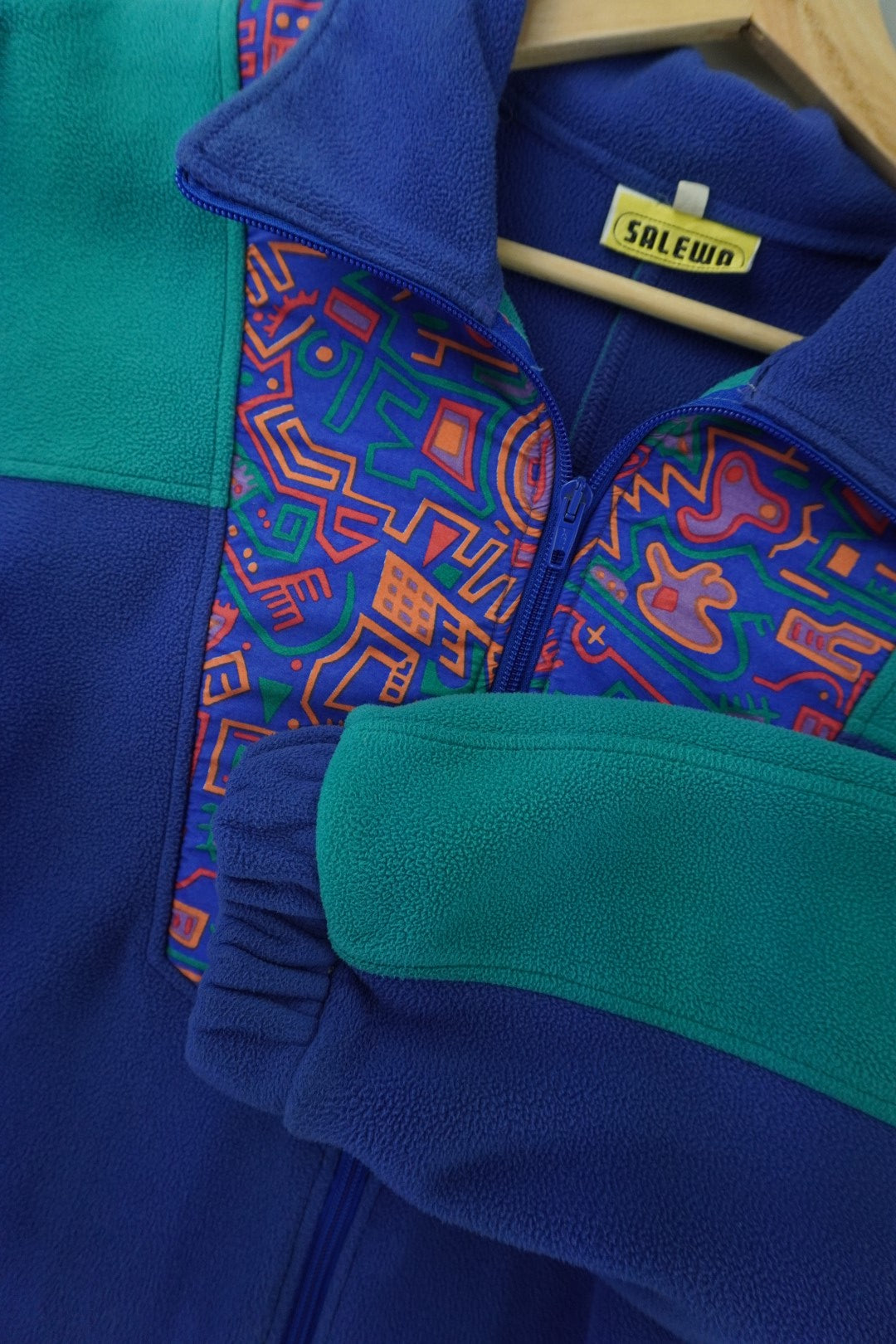 90s Salewa Fleece Goretex Jacket Blue Green XXL