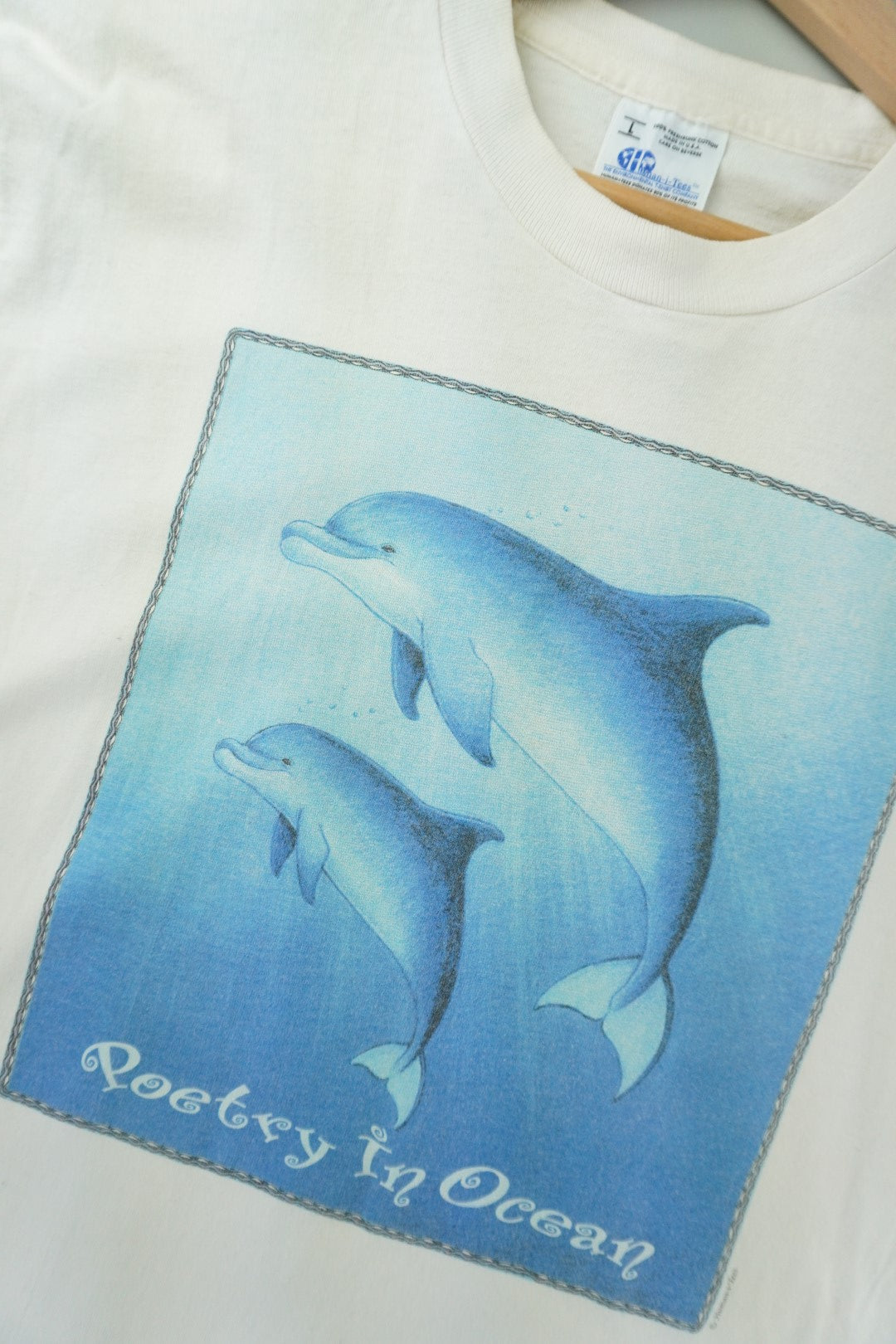 90s Dolphin Tourist T-Shirt White Beige L