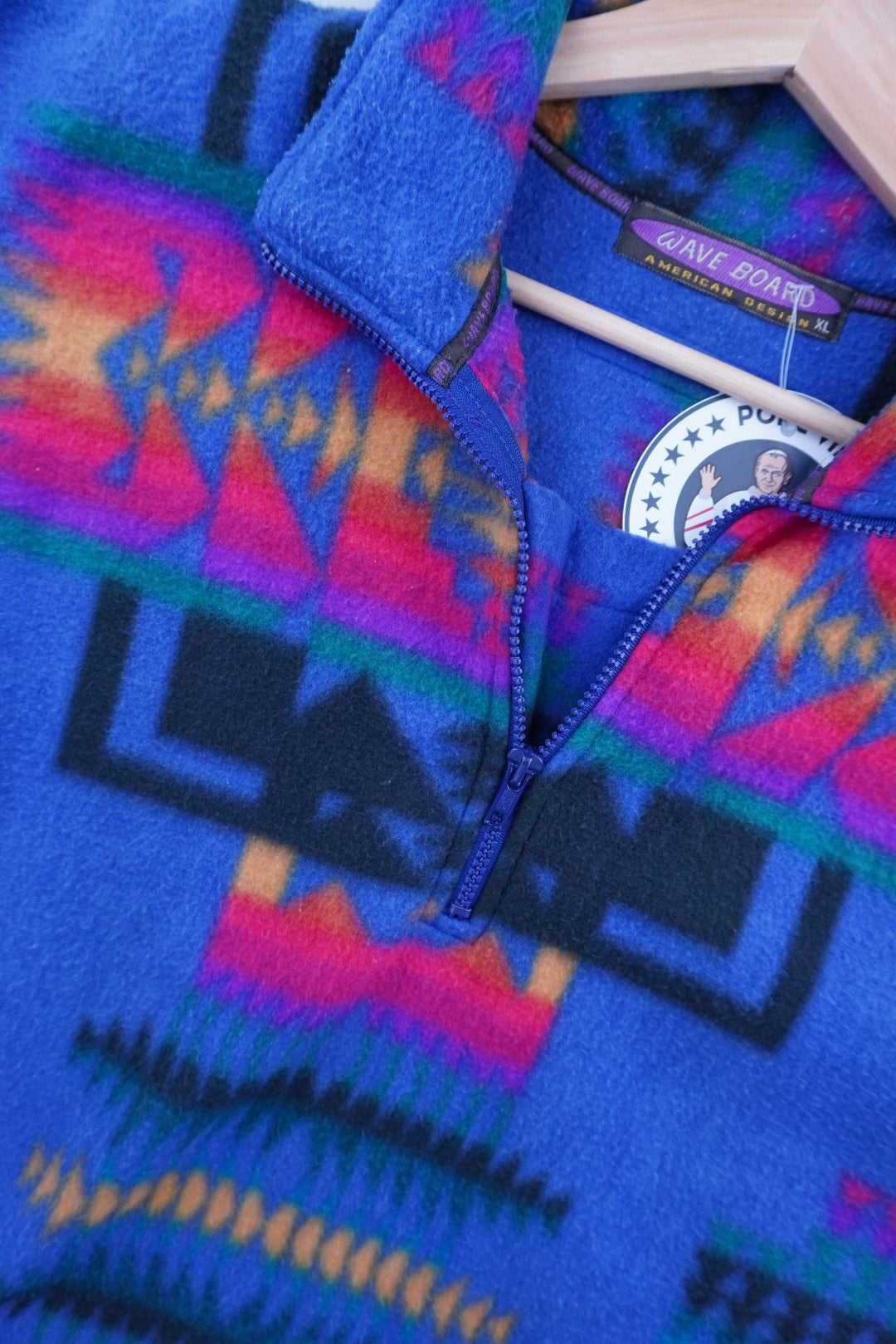 90s Wave Board Fleece Blue Colorful XL