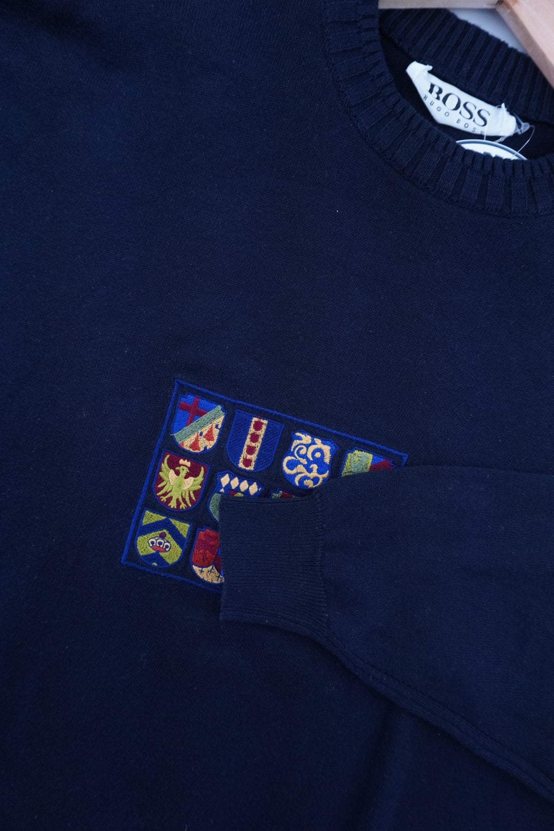 80s Hugo Boss Sweater Navy L