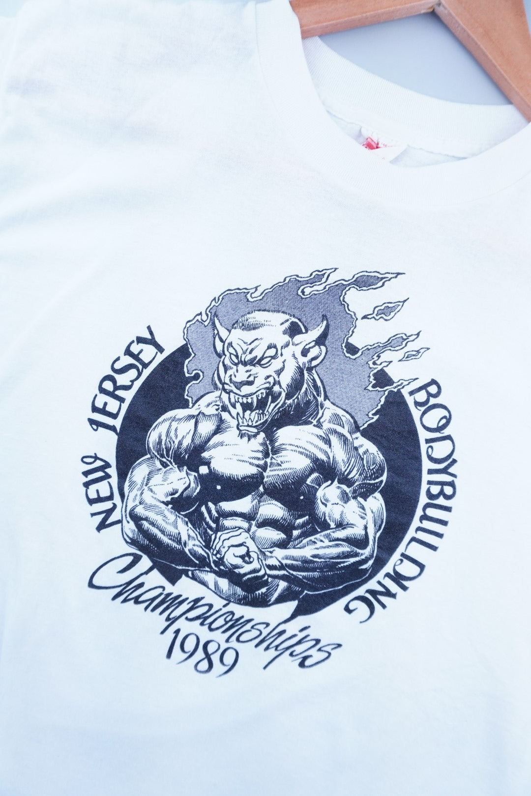80s Royal First Class BodyBuilding T-Shirt White M