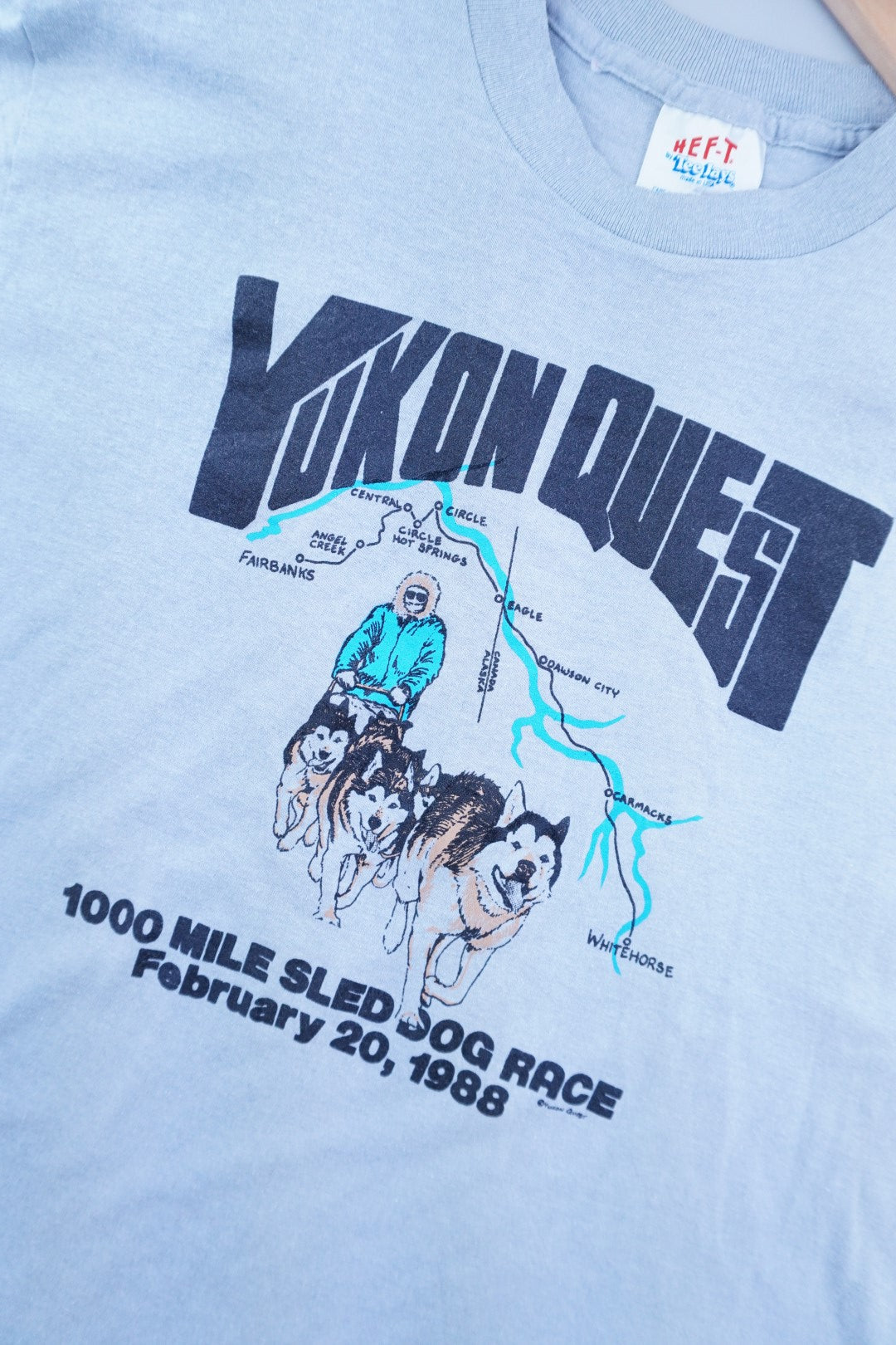 80s Teejays HEF-T Yukon Quest T-Shirt Grey M
