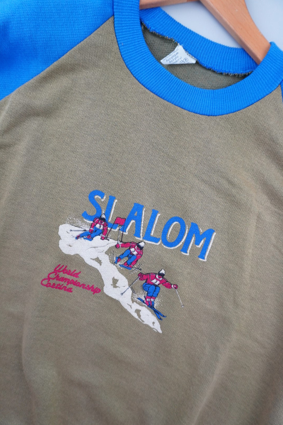 80s Unbranded Ski Slalom Sweatshirt Khaki Blue M