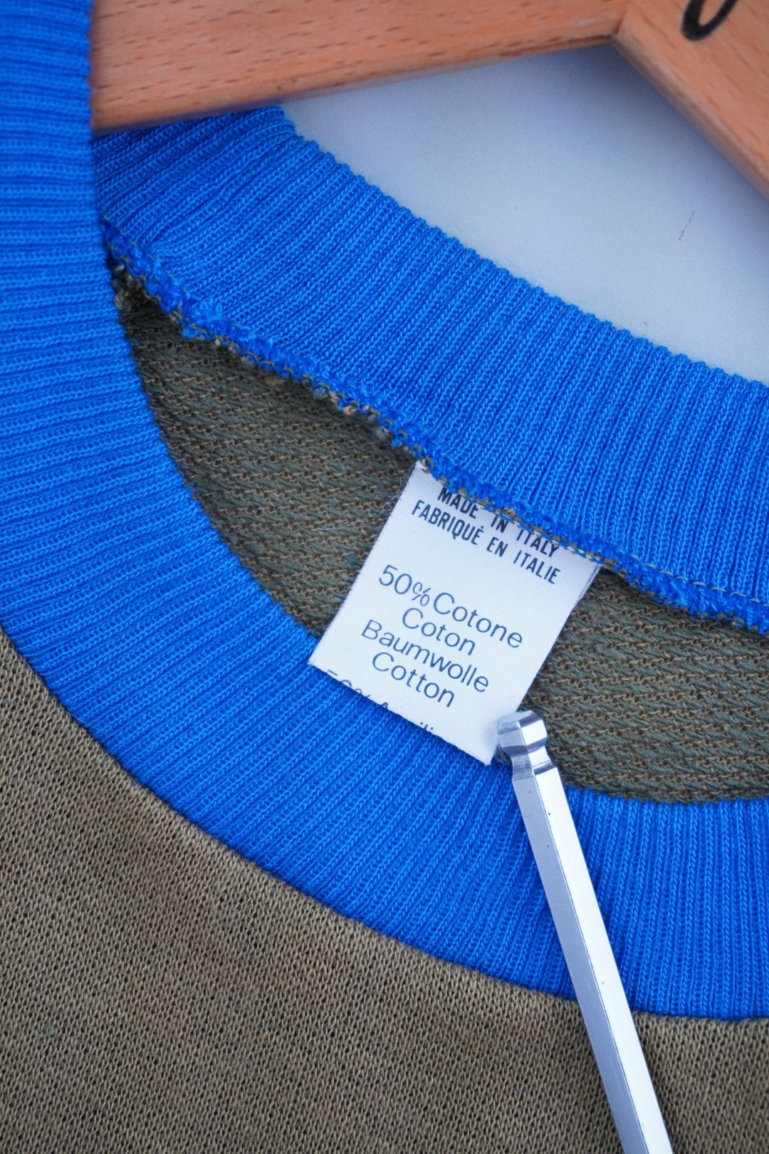 80s Unbranded Ski Slalom Sweatshirt Khaki Blue M