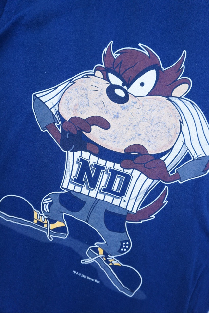 90s Artex Taz Looney Tunes Notre Dame NCAA T-Shirt Navy L