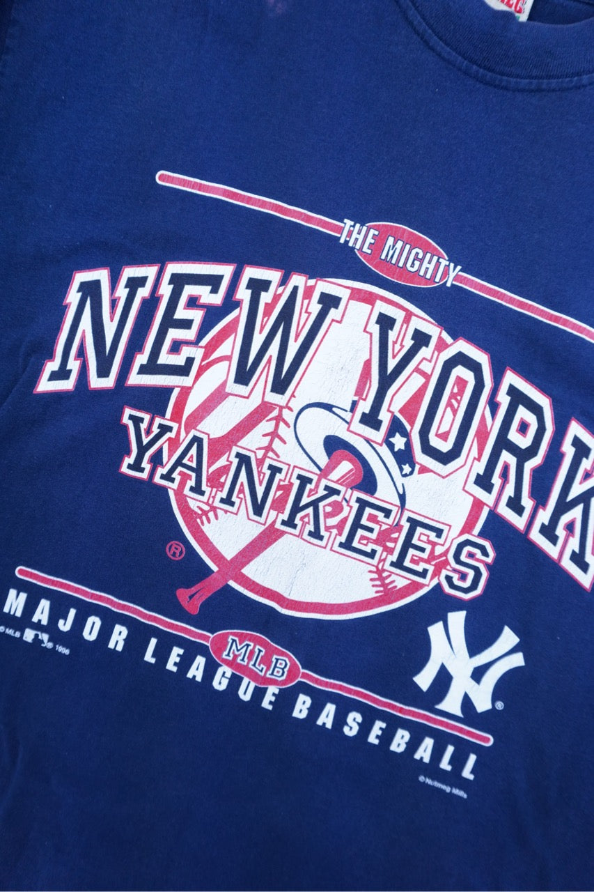 90s Nutmeg Mills New York Yankees MLB T-Shirt Navy M