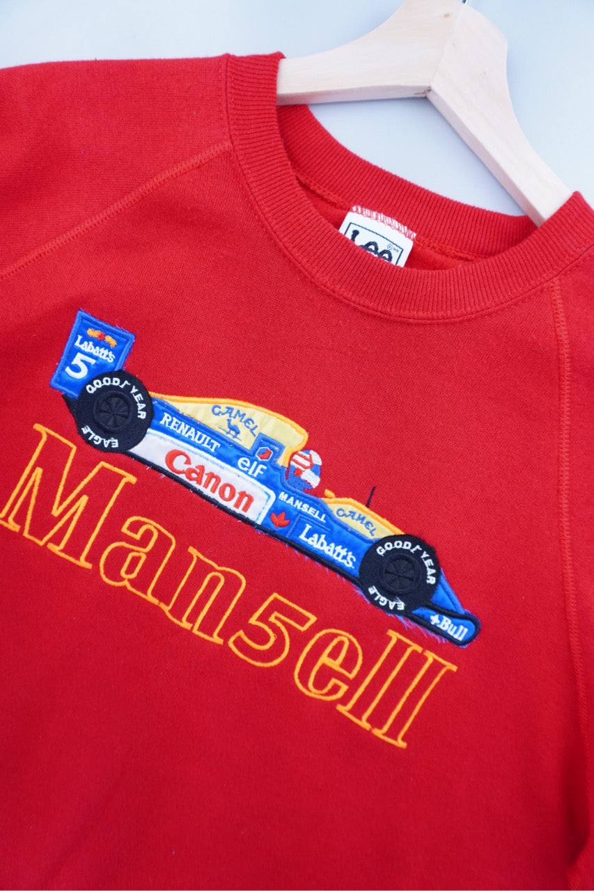 90s Lee Nigell Mansell Formula 1 Sweatshirt Red L