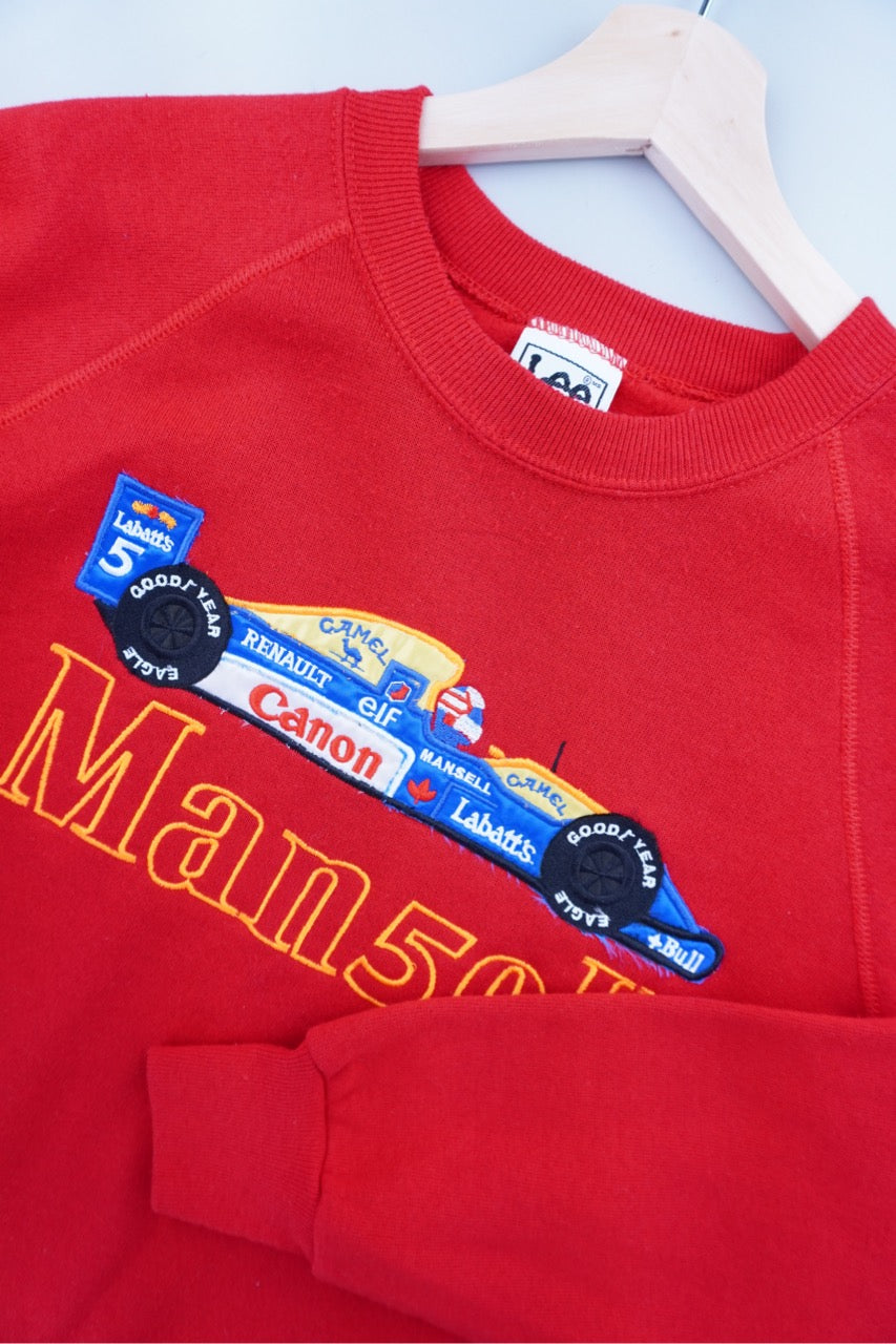 90s Lee Nigell Mansell Formula 1 Sweatshirt Red L