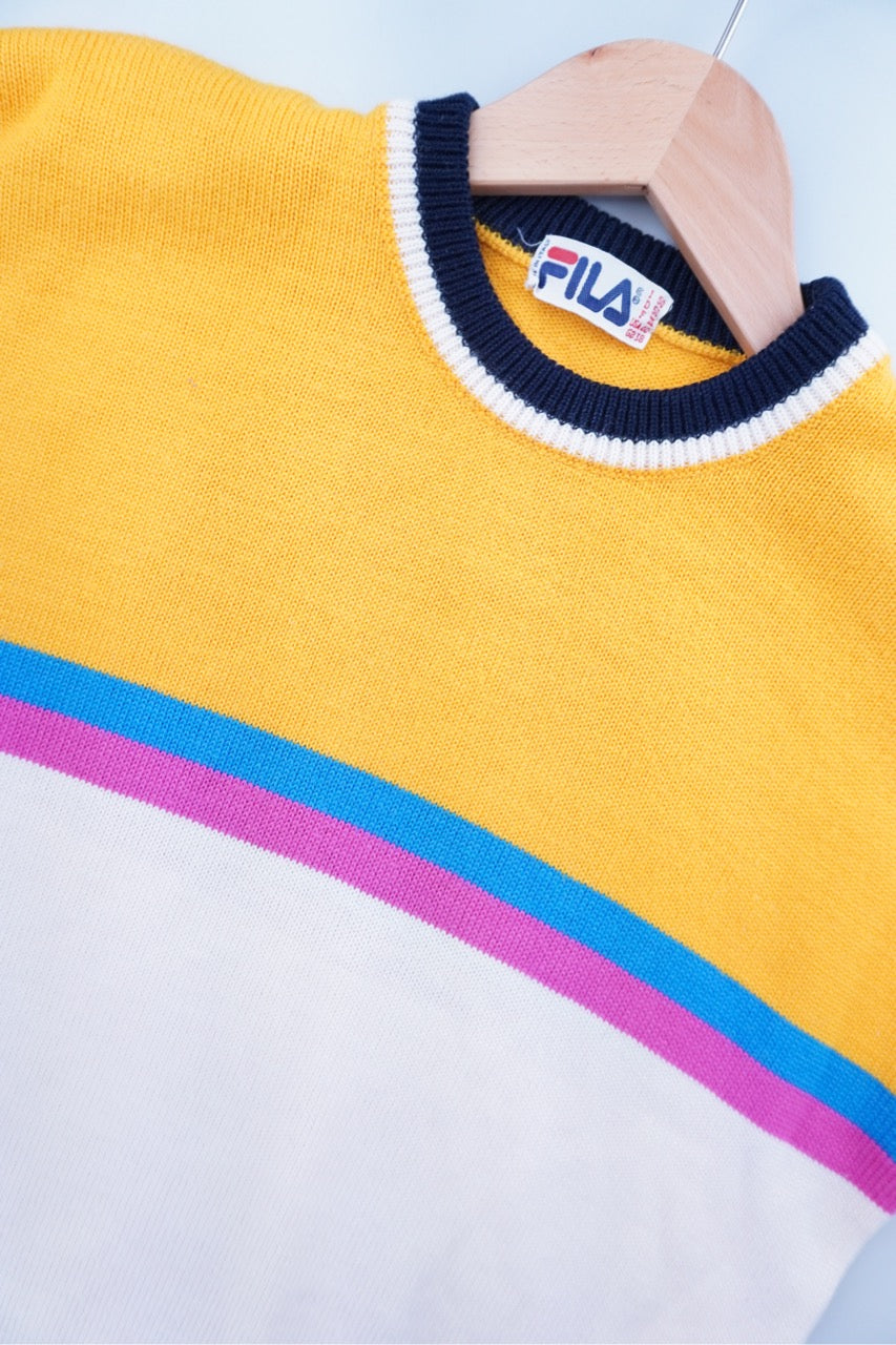80s Fila Sweater Yellow S/M