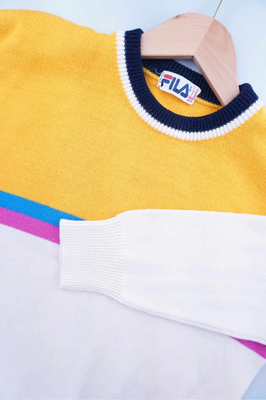 80s Fila Sweater Yellow S/M