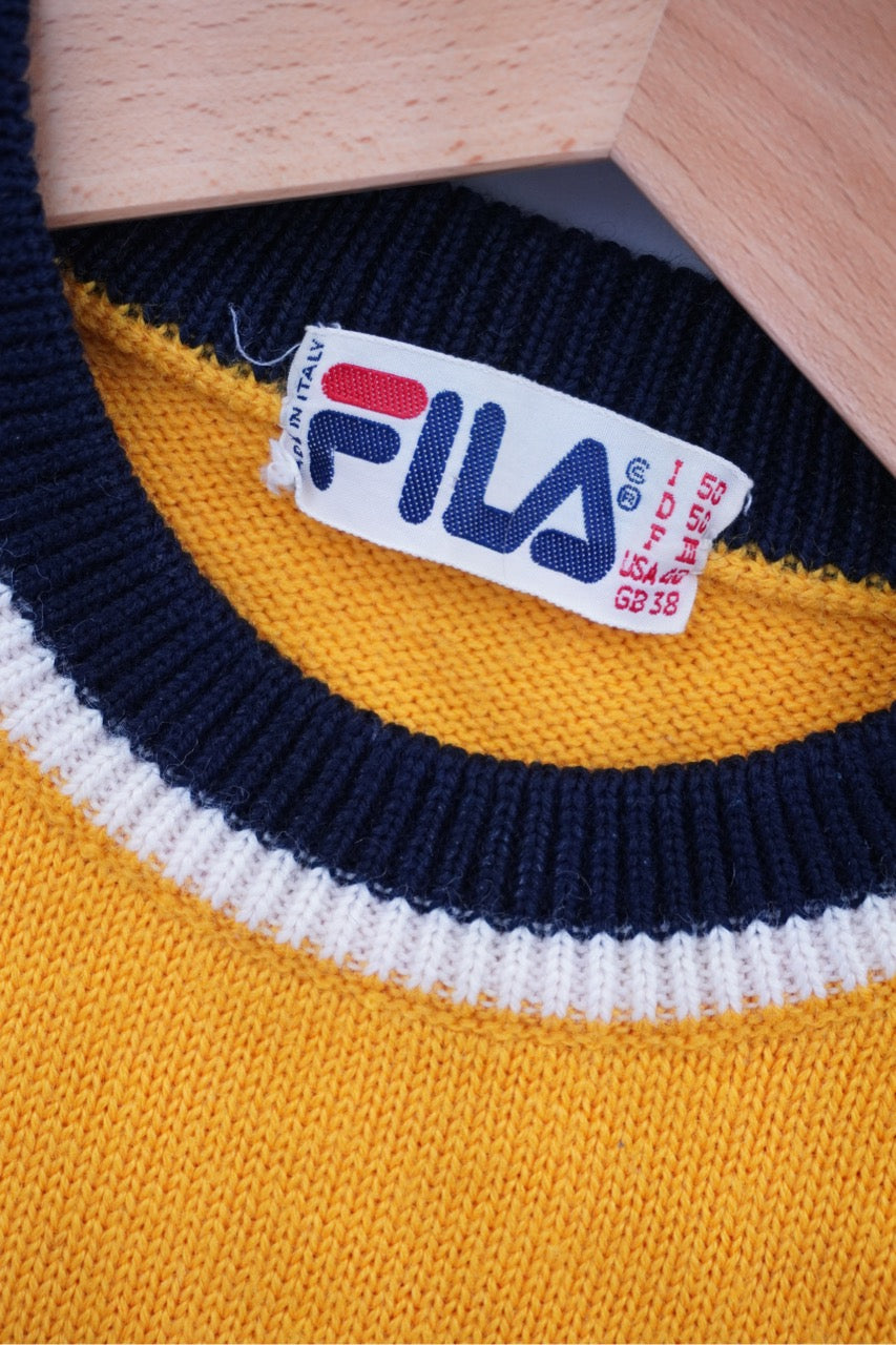 80s Fila Sweater Yellow S/M