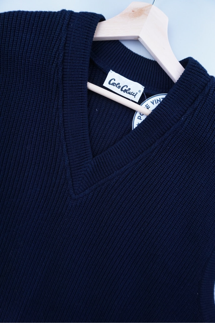 90s Carlo Colucci Sweater Vest Navy XL