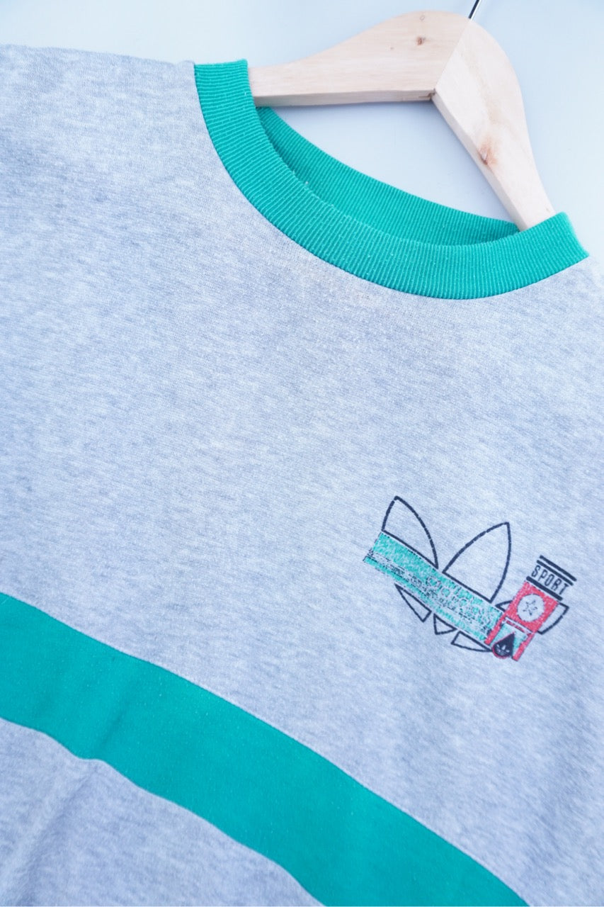 90s Adidas Sweatshirt Grey Green L