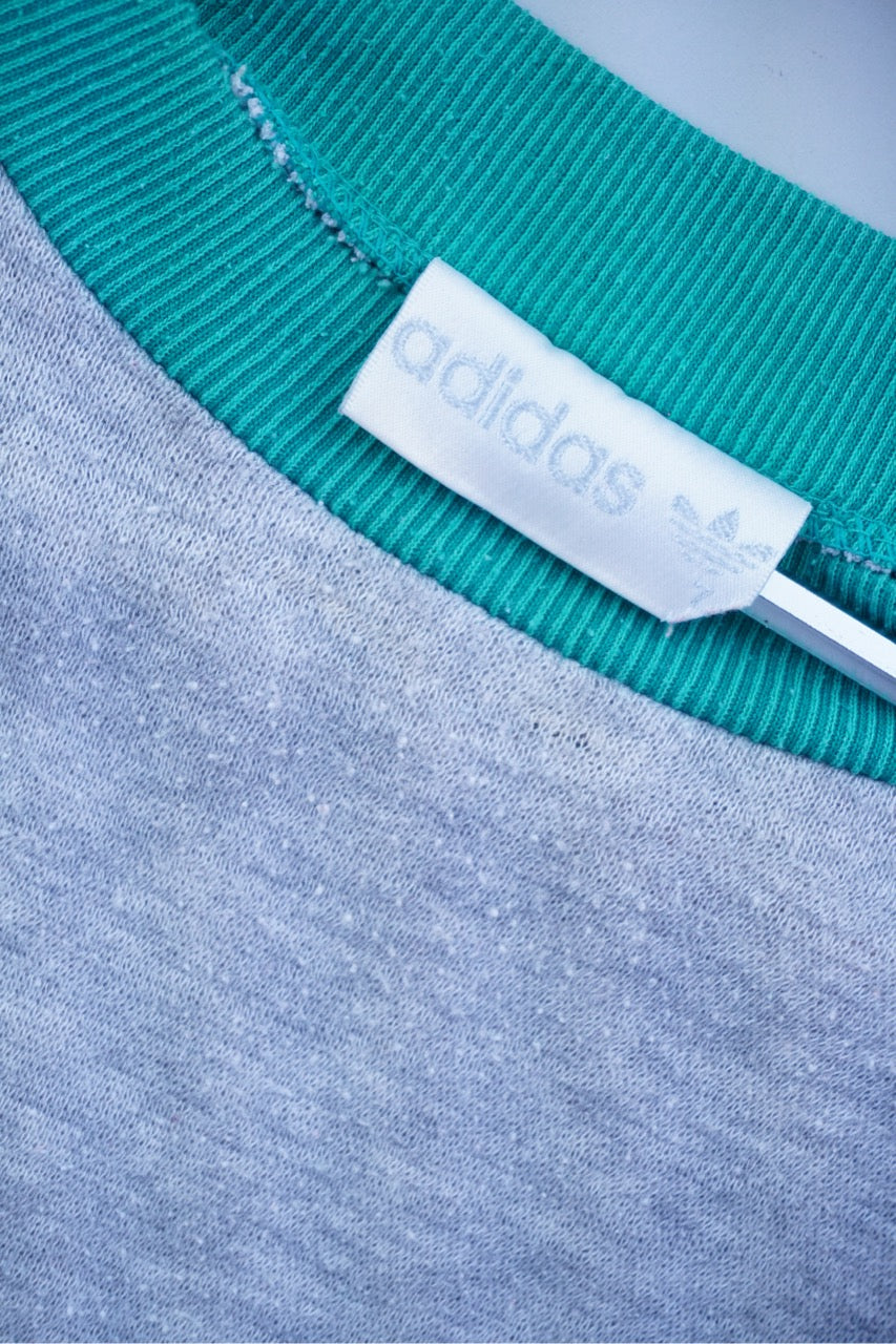 90s Adidas Sweatshirt Grey Green L