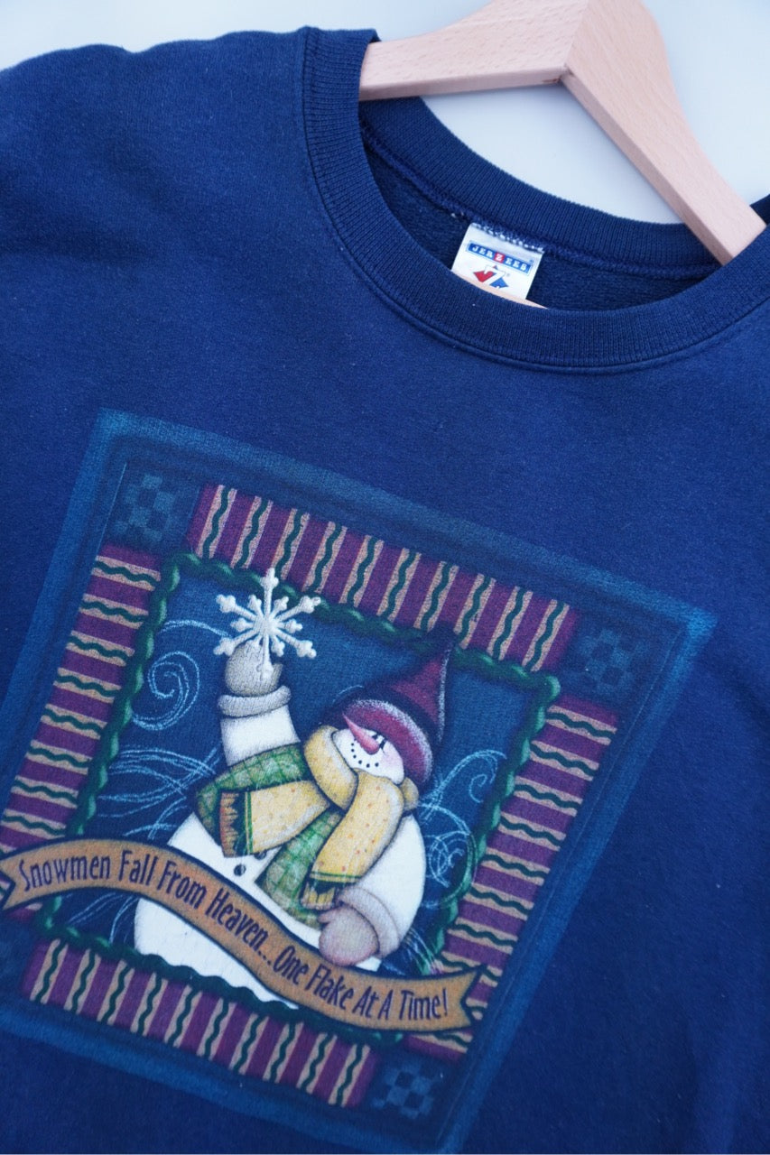 90s Jerzees Christmas Sweatshirt Navy L