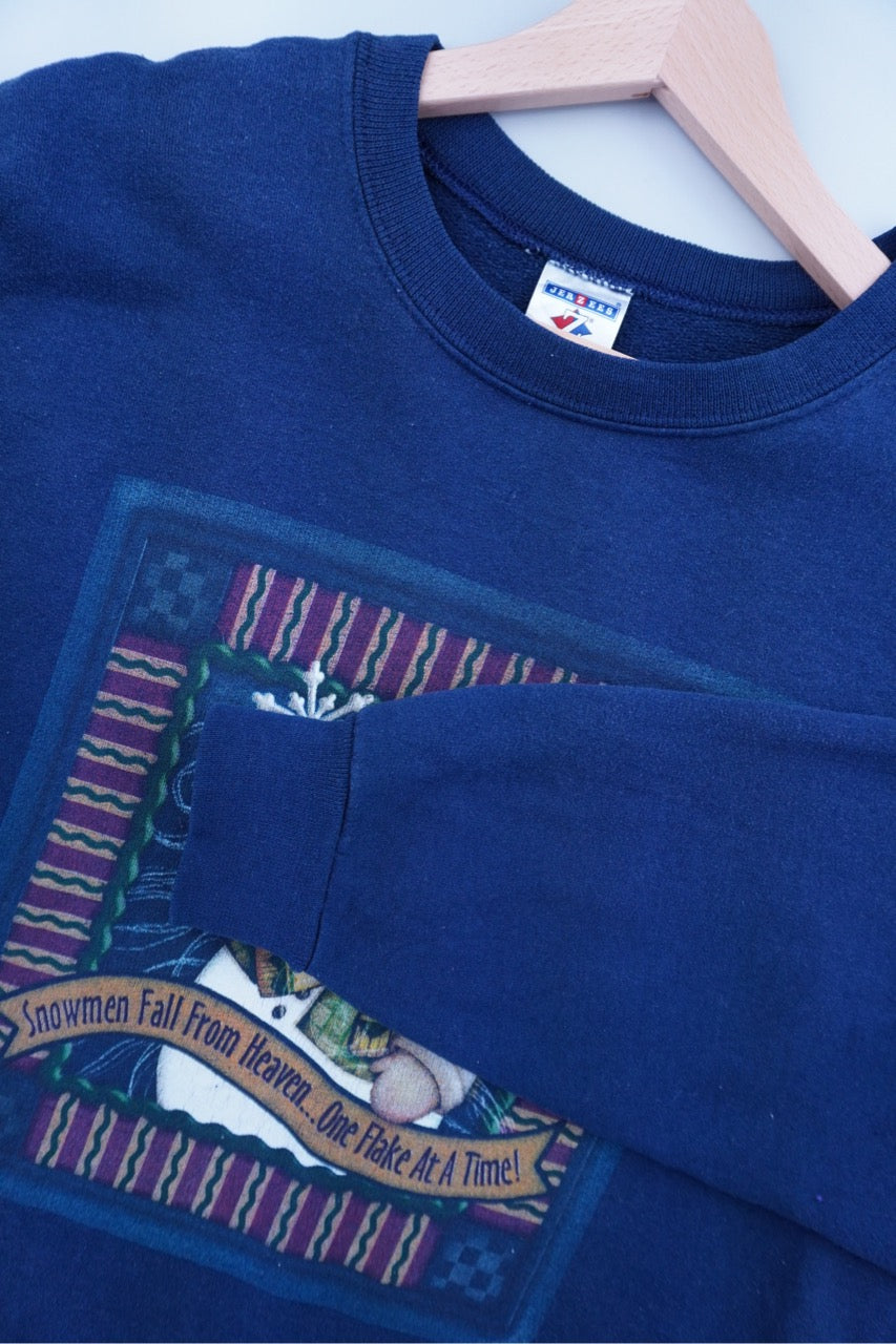 90s Jerzees Christmas Sweatshirt Navy L