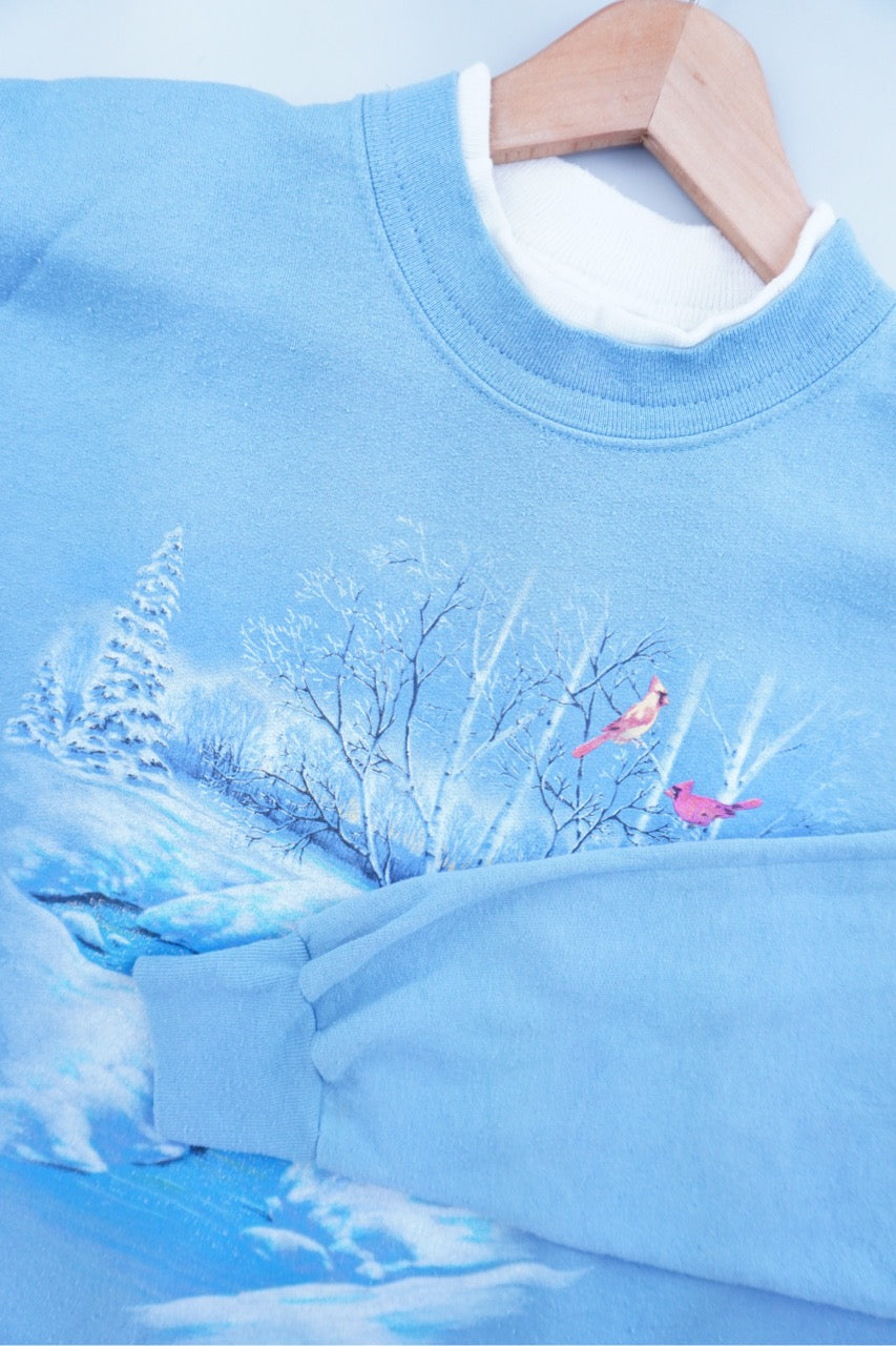 90s Morning Sun Christmas Sweatshirt Lightblue XL