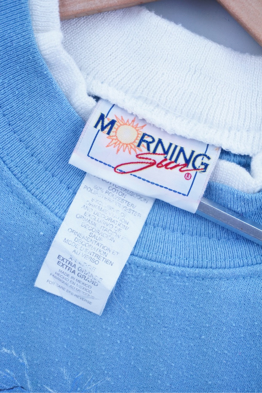 90s Morning Sun Christmas Sweatshirt Lightblue XL