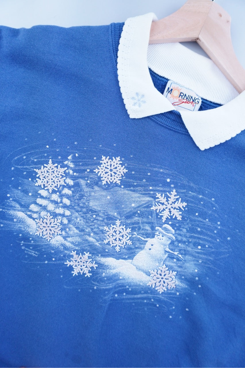 90s Morning Sun Christmas Sweatshirt Blue XL
