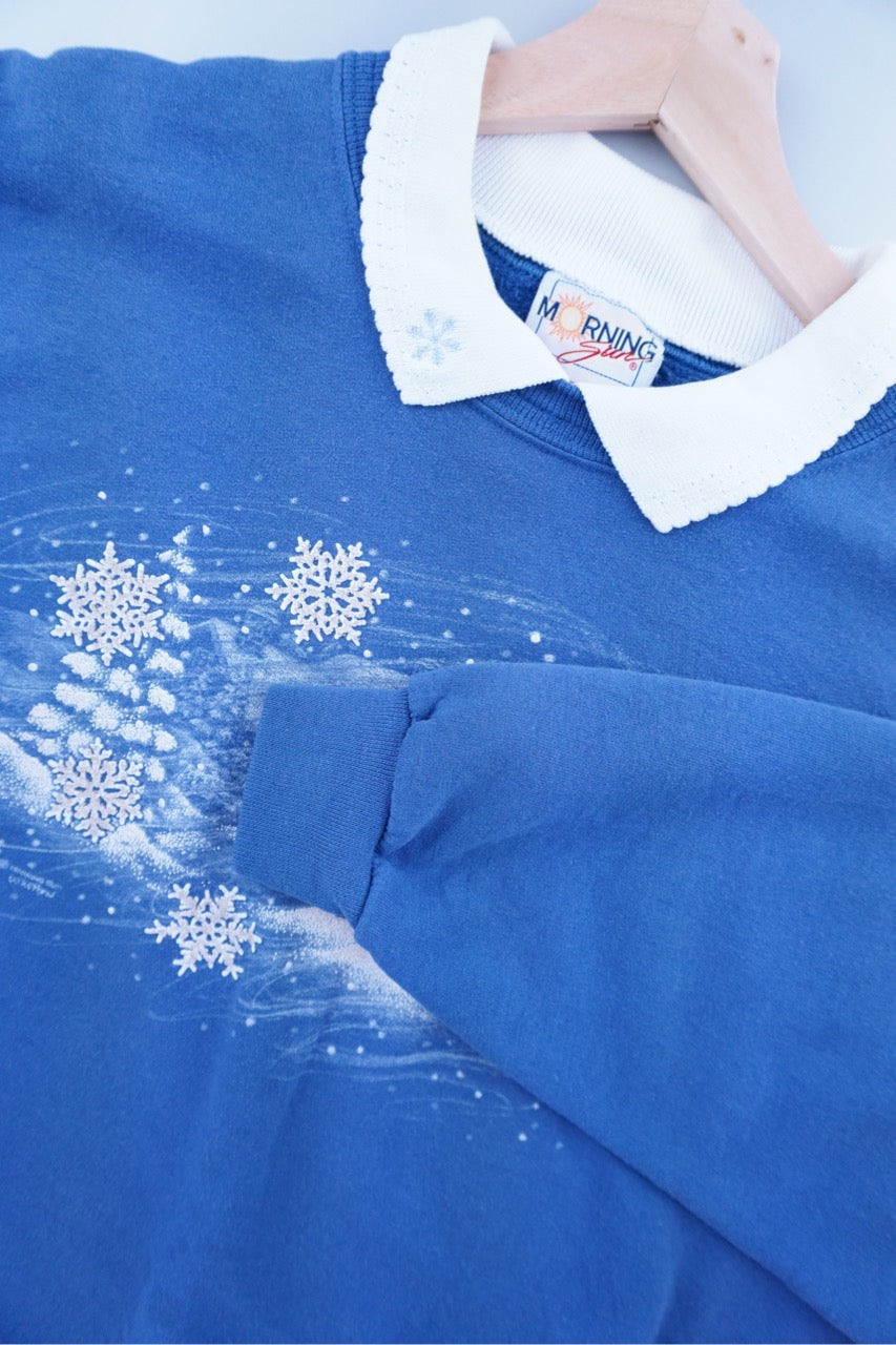 90s Morning Sun Christmas Sweatshirt Blue XL