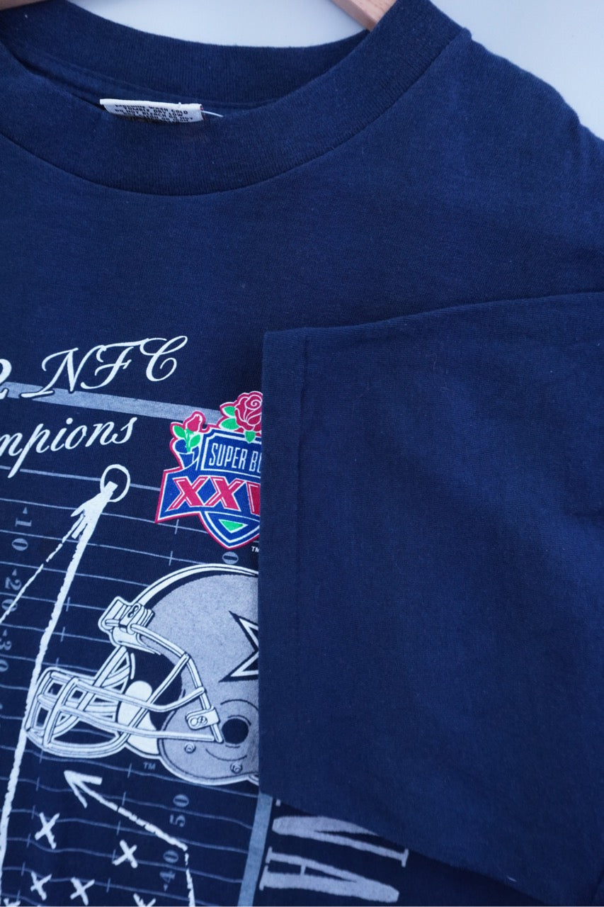 90s Nutmeg Mills Dallas Cowboys NFL T-Shirt Navy XL