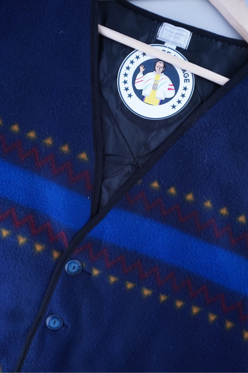 90s Cedarwood State Fleece Vest Blue M