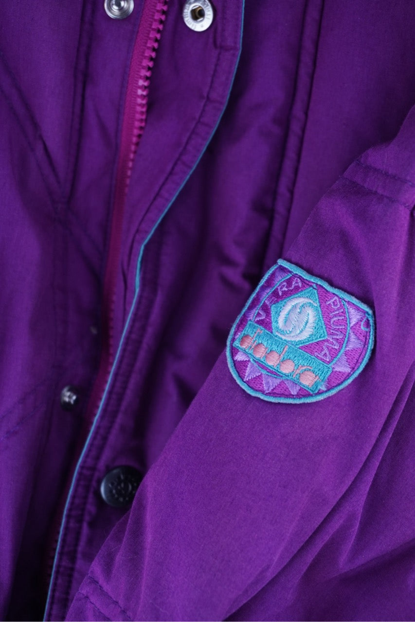 90s Diadora Ski Down Jacket Purple Turqoise L/XL