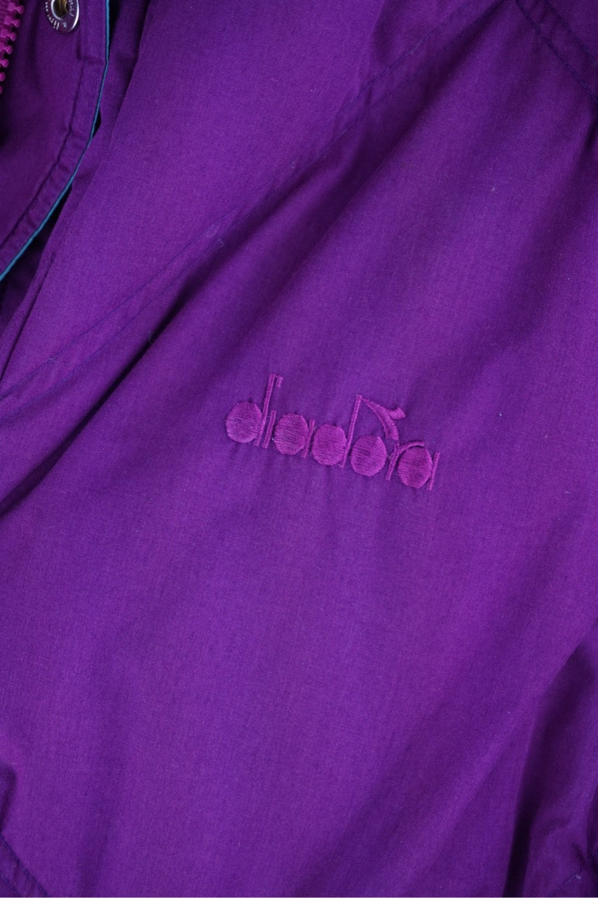90s Diadora Ski Down Jacket Purple Turqoise L/XL