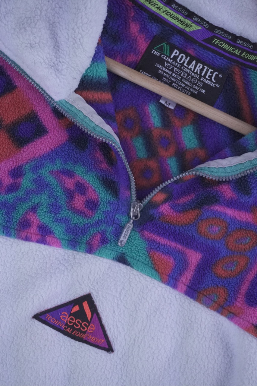90s Aesse Technical Equipment Crazy Fleece White M
