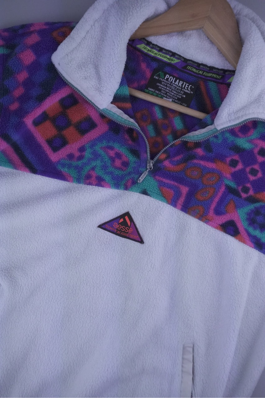 90s Aesse Technical Equipment Crazy Fleece White M