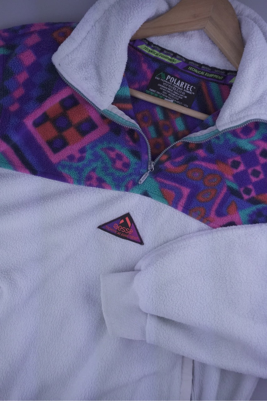 90s Aesse Technical Equipment Crazy Fleece White M