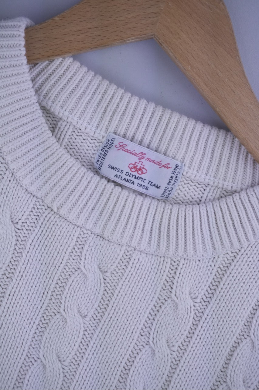 90s Classic House Image Wear Zürich Sweater White L