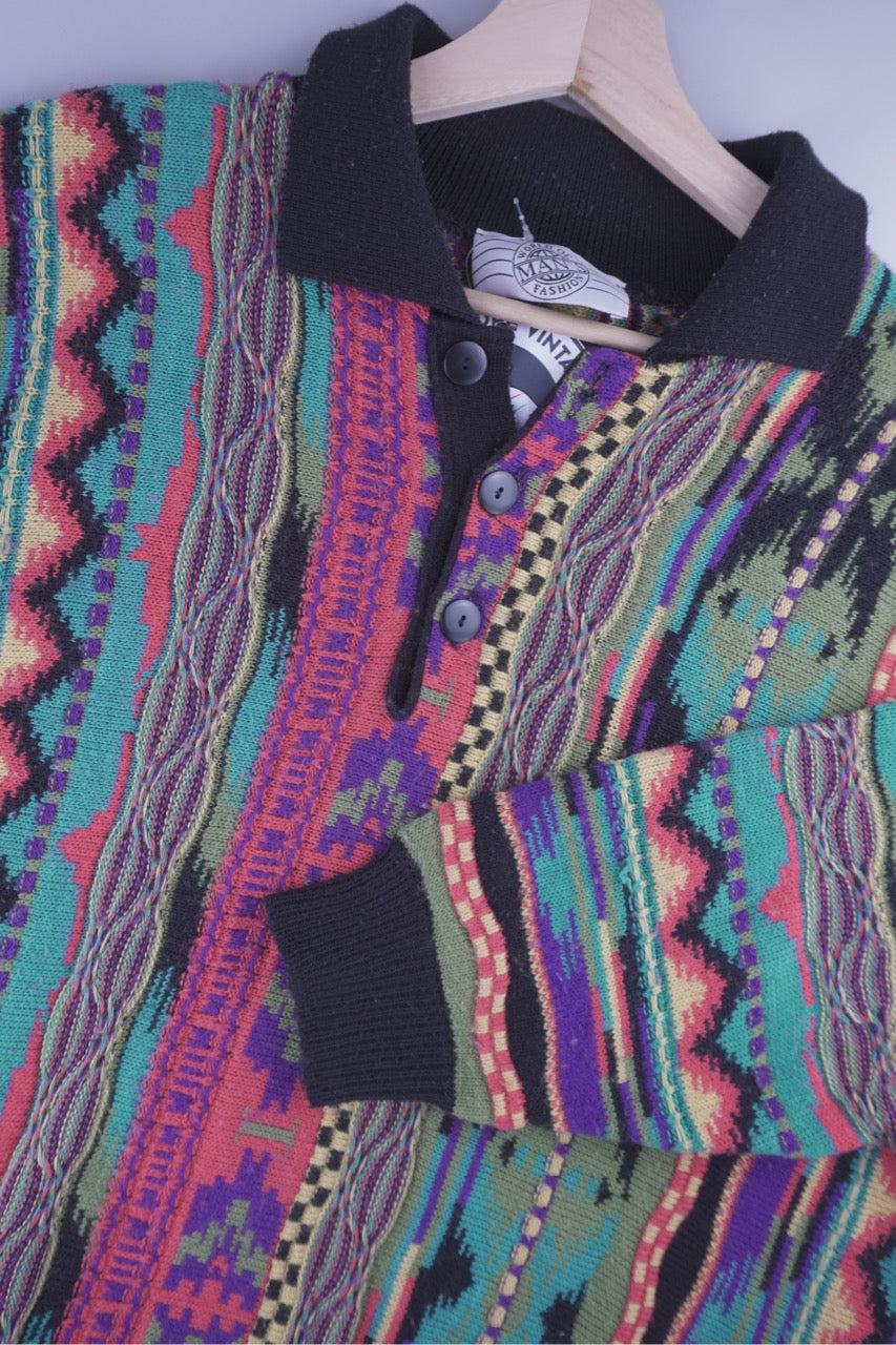 90s World of Man's Fashion Coogi Style Sweater Colorful XL