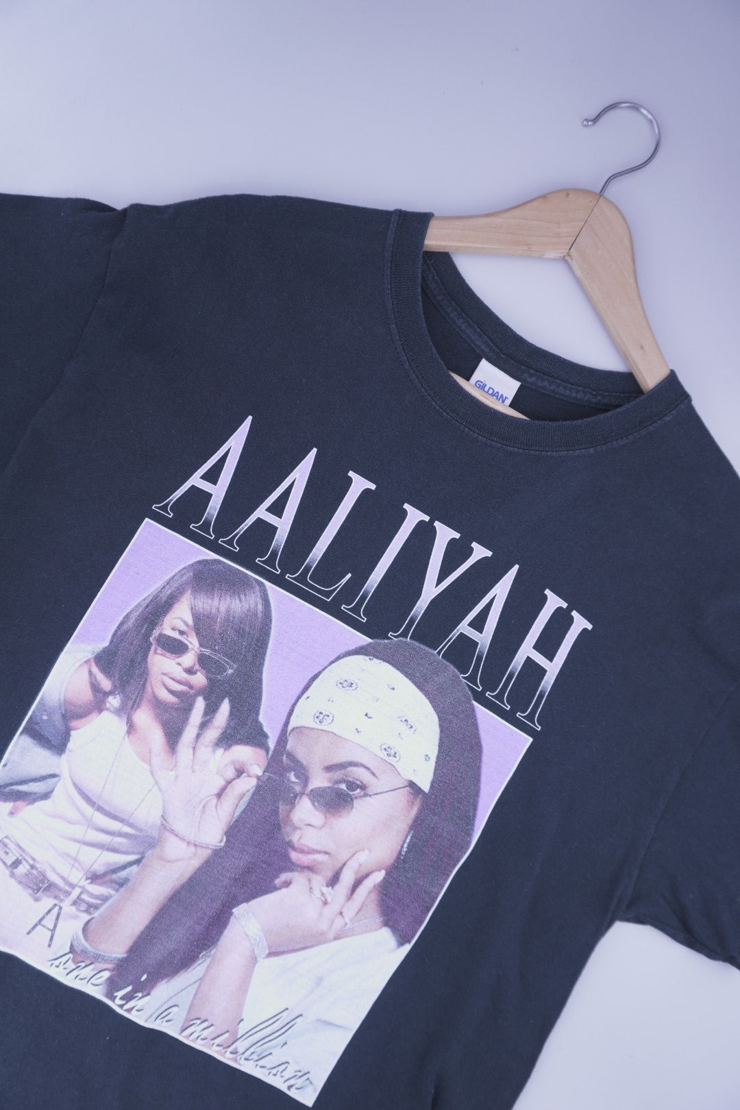 00s Gildan Aaliyah T-Shirt Black L