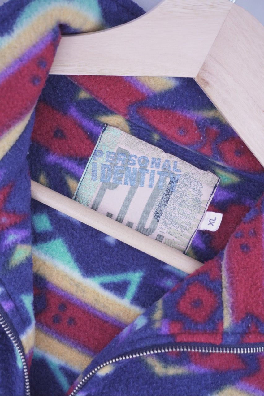 80s Personal Identity PID Fleece Blue Red L