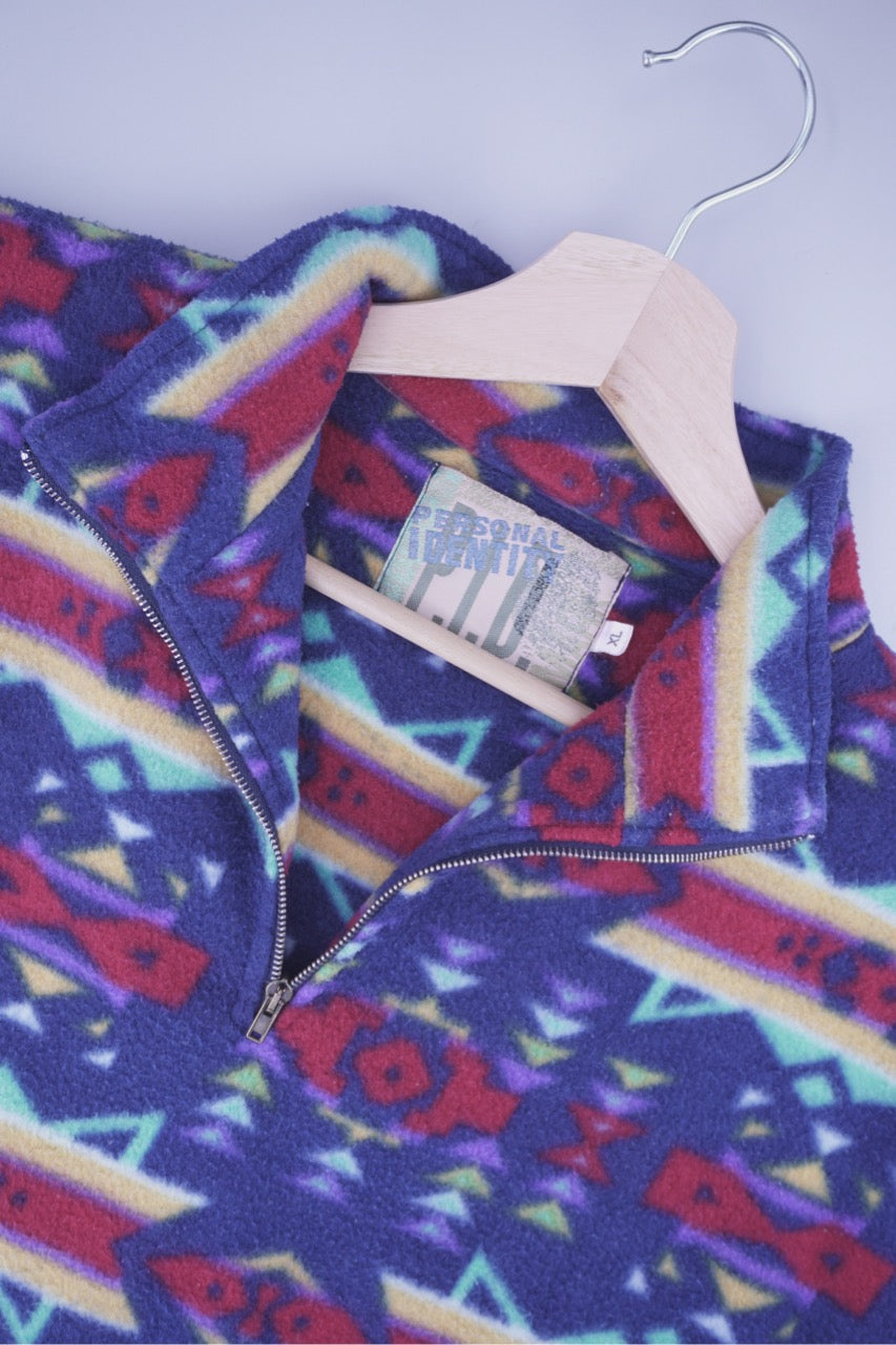 80s Personal Identity PID Fleece Blue Red L